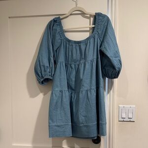 Denim Tiered off the shoulder dress